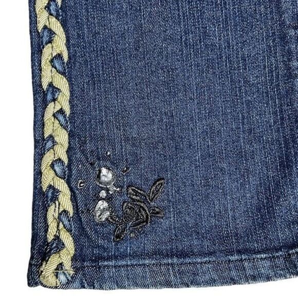 KDNK Wide Leg Studded and Embroidered Jeans Braided Trim Size 27 - Picture 6 of 8